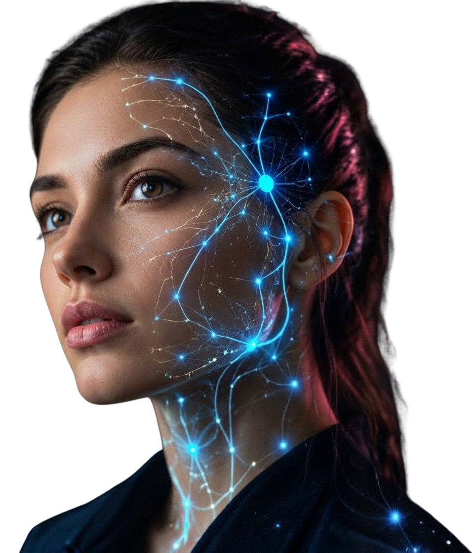 Representación de Inteligencia Artificial y conexiones digitales